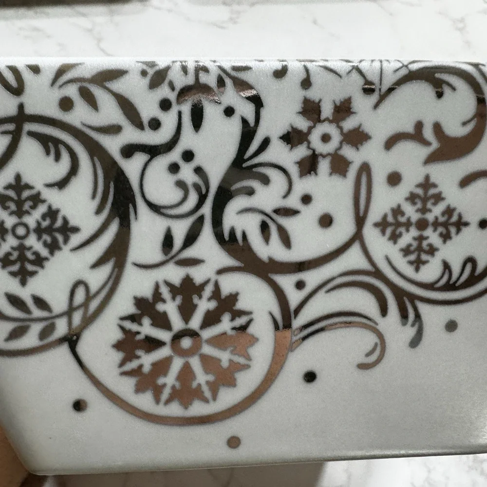 New Set Of 3 Noble Excellence Silver Snowflake Square Soup Cereal Bowl